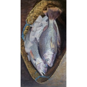 S. M. Fawad, Fisherman's Bounty, 11 x 18 Inch, Oil on Canvas, Realistic Painting, AC-SMF-243